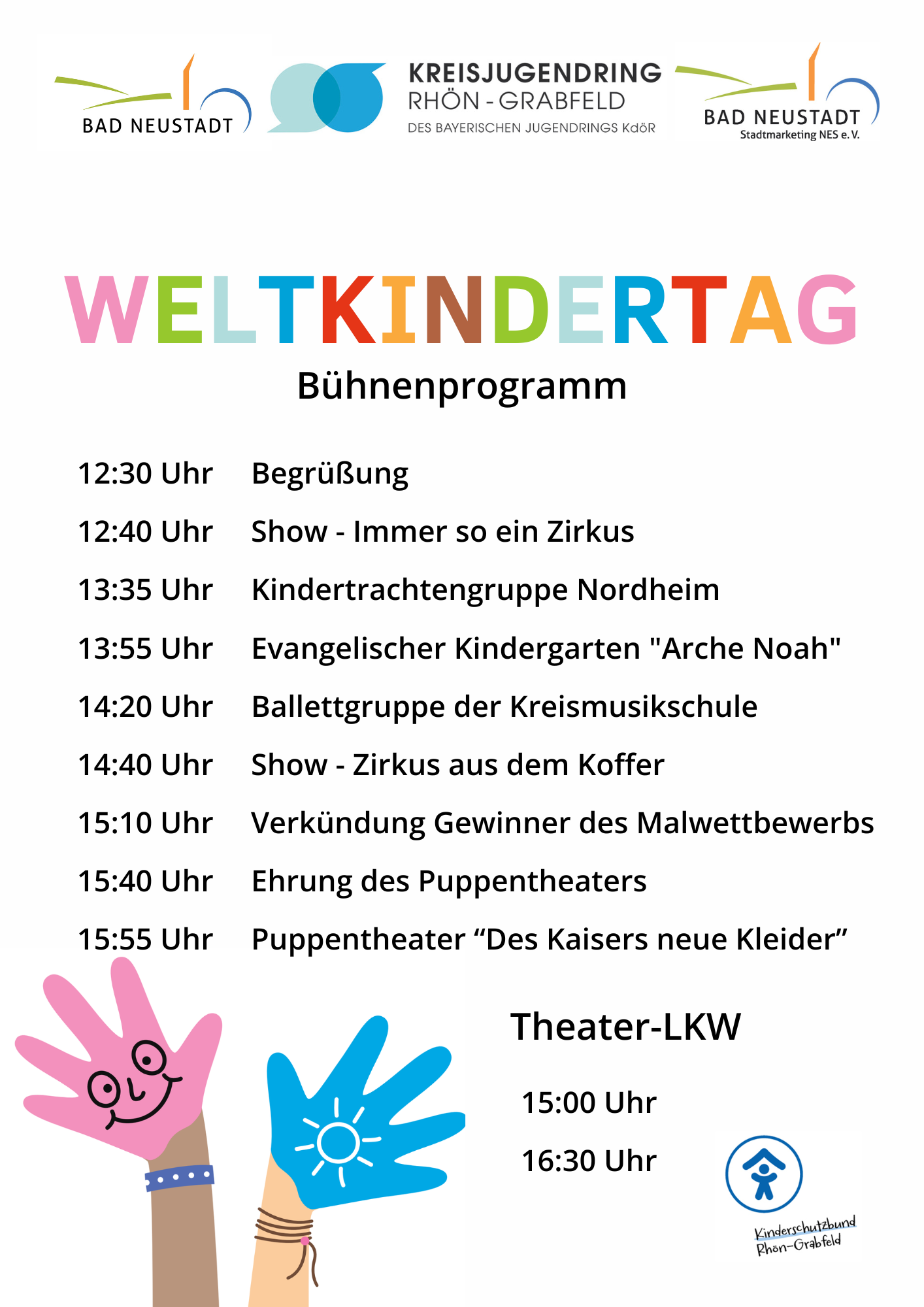 Es ist das B�hnenprogramm des Weltkindertags abgebildet