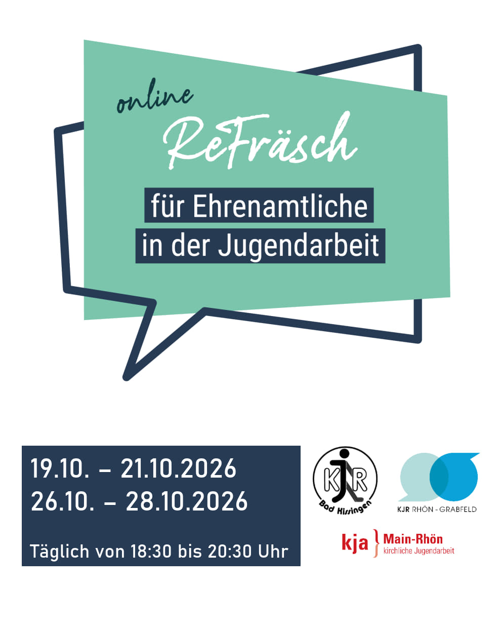 Es ist ein mintgr�ner Flyer mit Informationen zur Jugendleiterschulung ReFr�sch abgebildet. 